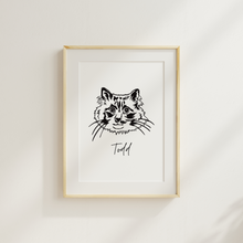 Load image into Gallery viewer, Black & White Pet Illustration (previously drawn)