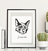 Load image into Gallery viewer, Black & White Pet Illustration (previously drawn)