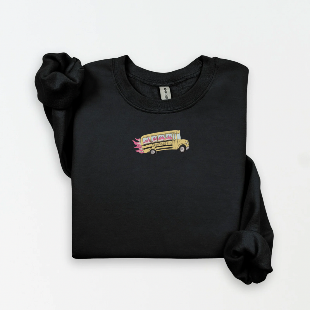 Embroidered 'Struggle Bus' Crewneck